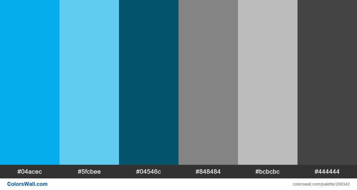 colorswall's tweet photo. Real estate agency in usa agent company logo colors palette #04acec, #5fcbee, #04546c, #848484, #bcbcbc, #444444 #colors #palette https://t.co/IGLSh8iyLM https://t.co/qZzVtjcPaD