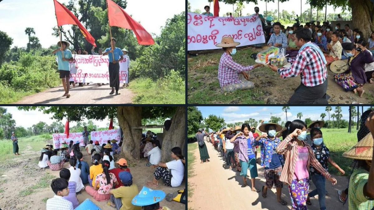 Joint forces of pro-democracy villagers of several villages from northern Salingyi township and eastern Yinmarbin township staged a strike against military dictatorship.  #2022Oct9Coup  #RevoluntionaryThadingyut #CandleStrike #WhatsHappeningInMyanmar
