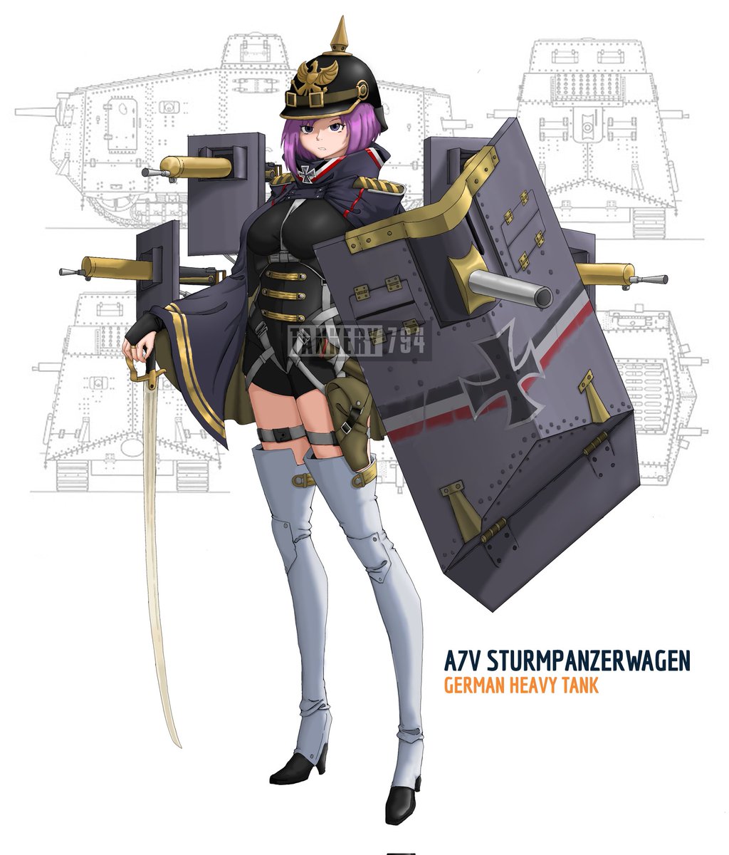 Tankery_794's tweet photo. WW1 tank moefication (A7V)
#tank #WW1 #heavytank #germantank #panzer #anime #animegirl #art #illustration #digitalart #moefication #AnimeArt #animecute #weapon #weaponart #illustrationart #illustrationartist #animeartist https://t.co/bD6Mu7ZPrQ
