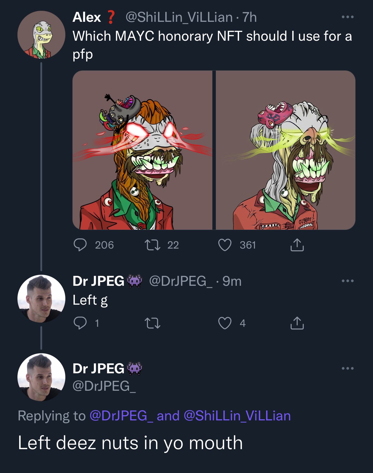 Dr JPEG👾 on Twitter "TheNemots ShiLLin_ViLLian You rely like deez nuts on yo face" / Twitter