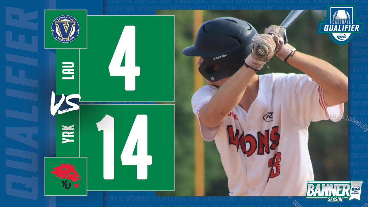 OUAsport's tweet photo. FINAL SCORE ⚾️

@LUVoyageurs | 4
@yorkulions | 14

#WeAreONE | #BannerSeason https://t.co/zOYWilJG2O