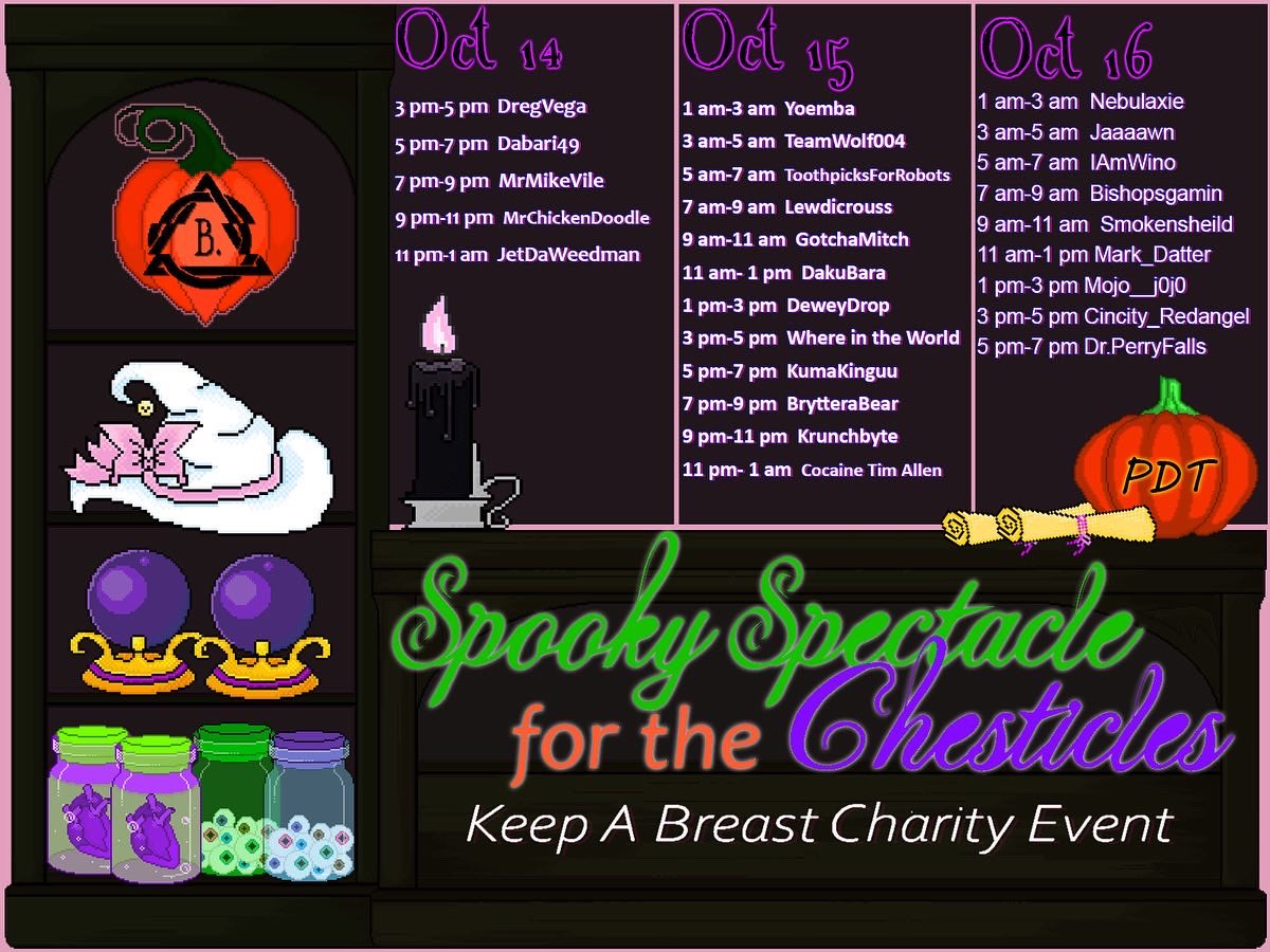 daku_bara's tweet photo. For Breast Cancer Awareness Month A Charity Raid Train From October 14-16! We are raising funds for the โKeep A Breast Foundationโ! We would love to see you join us! #charityevent #streamingforacause #raisingmoneyforbreastcancer #twitchstreamer #breastcancerawarenessmonth https://t.co/5rX2keTFX7