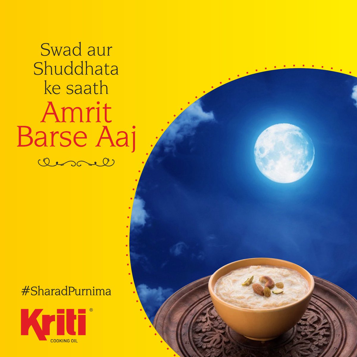 KritiRefinedOil's tweet photo. May your life be enriched with health & prosperity this #SharadPurnima ..
#SharadPurnima2022 #SharadPurnimaWishes #KritiCookingOil #KRO #KritiOil #KritiRefinedOil #KritiSoyaChunks #MustradOil #GroundnutOil https://t.co/S7lMulKV1L