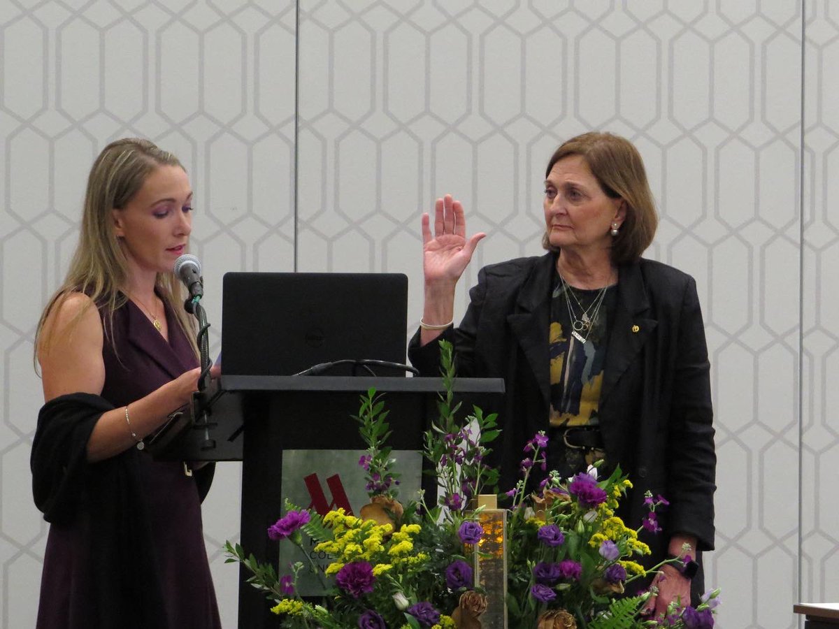 PhiUNational's tweet photo. Out-Going National President, Jenifer Reader, presided over the installation of 2022-24 National President-Elect, Dr. Susan Miller, and National President, Dr. Kyle Roberson, who unveiled the newest Phi U national theme โFamily: The Foundation & Legacy of FCSโ.
#phiu #fcsfamily https://t.co/D4IRgF1x7Z