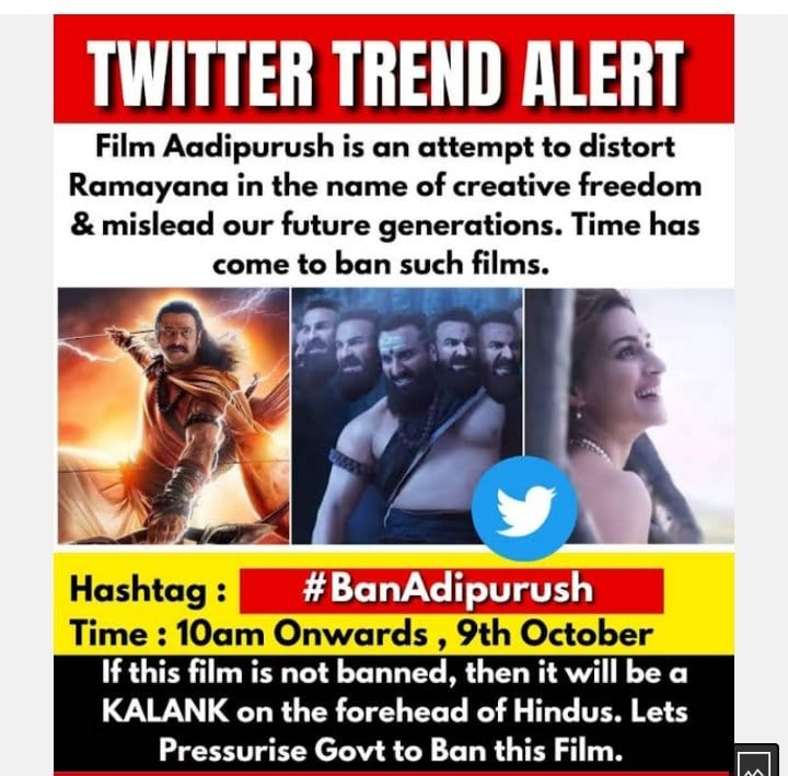 Reality is not show in this film, 
so #BanAdipurush &amp; Boycott Bollywood

Ramayana-based upcoming Bollywood film #Adipurush portrays Ravana as an Islamic terrorist.

Why does the Censor Board certify such films that misrepresent history?