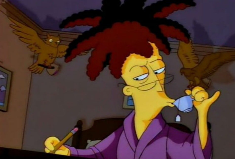 Me in writing mode #ishouldbewriting #simpsons #sideshowbob #writingishard #teatime