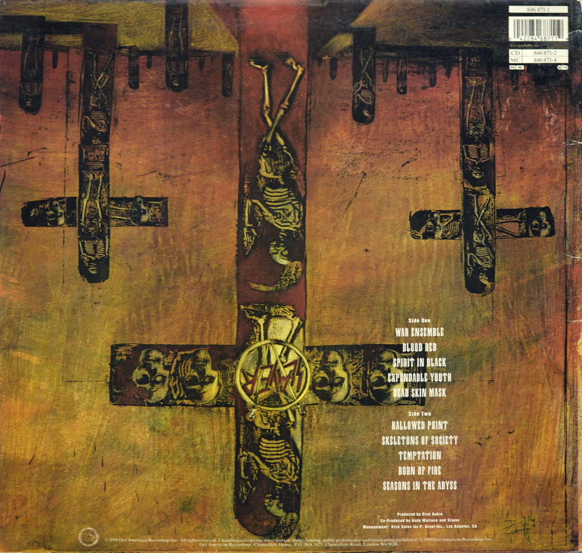 Metalmike3's tweet image. Seasons in the Abyss is the fifth studio album by American thrash metal band Slayer, released on October 9, 1990, through Def American Records.