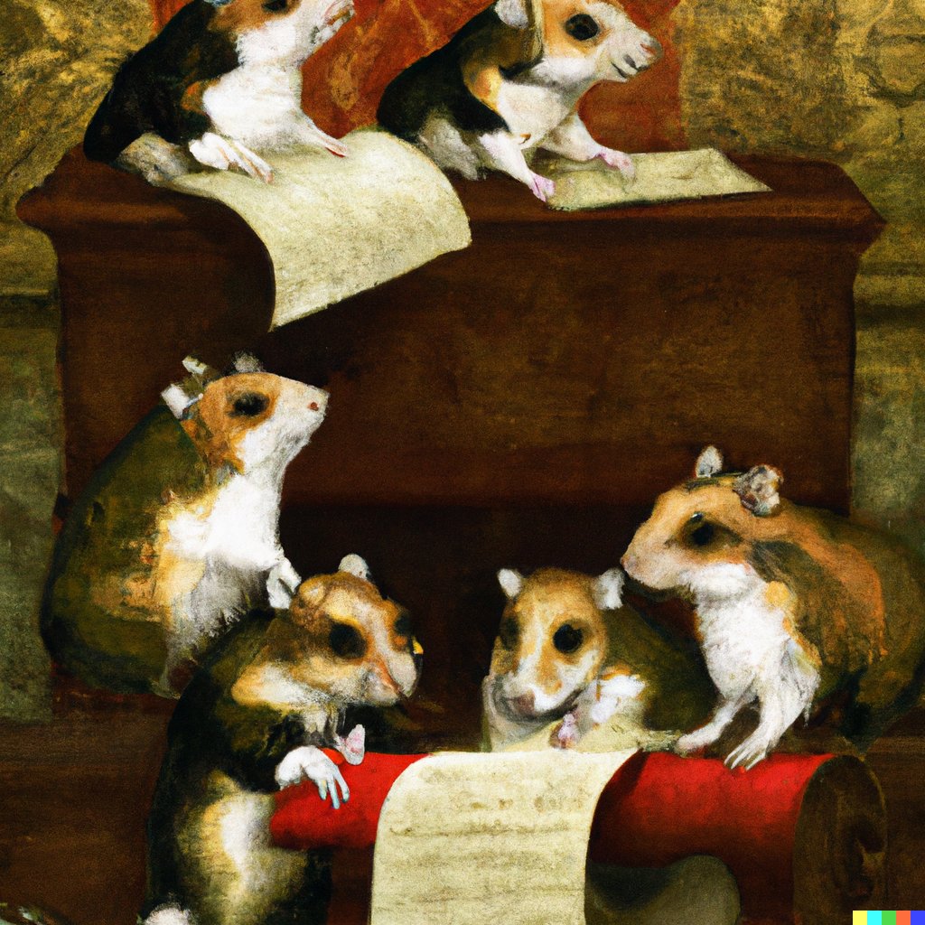 Painting of hamsters signing the Declaration of Independence in the style of John Trumbull https://t.co/yZdh2zt303
