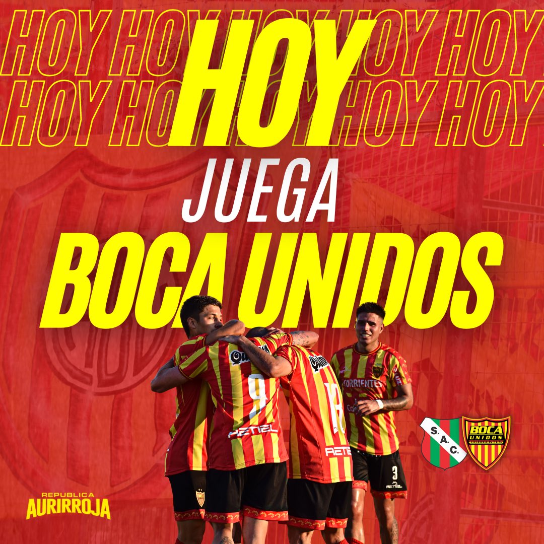 BocaUnidosRA's tweet photo. HOY #JuegaBOCAUNIDOS⚽🎉
🆚 #SportivoLasParejas
🏆 #FederalA - Fecha 33
⏰ 16:00
🏟 Estadio 4 de septiembre.
🎙 #RAStreaming (YouTube)
#VamosAurirrojo ❤💛 https://t.co/1mJl2QUZfC