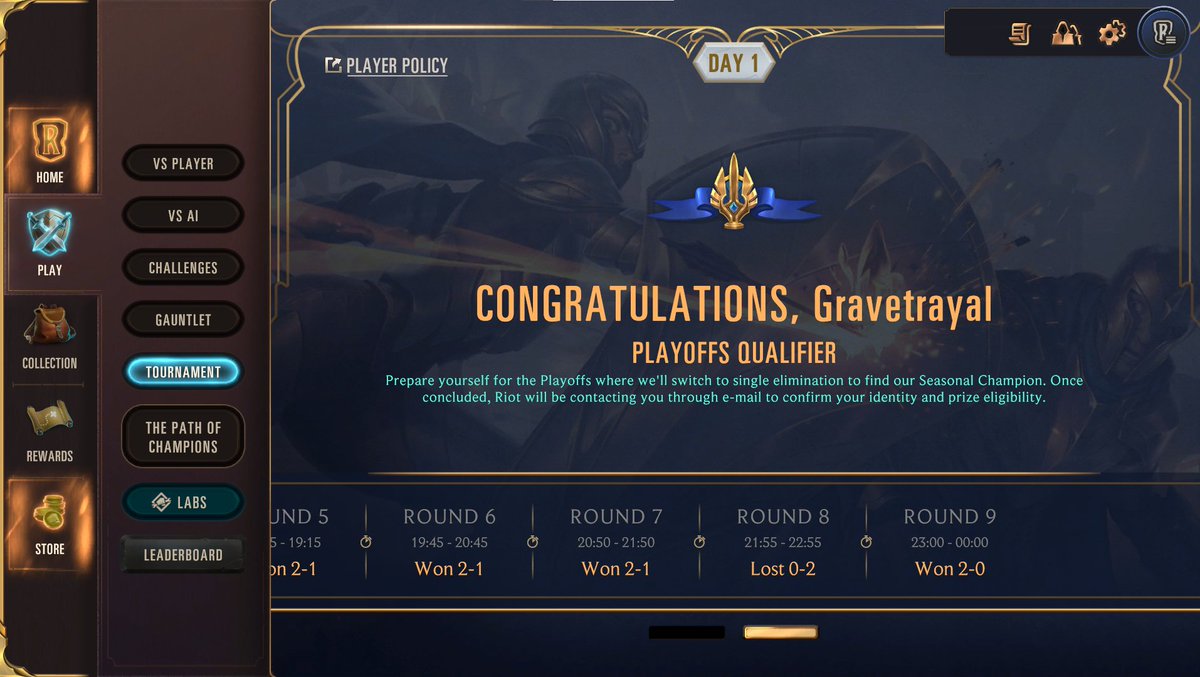 Segundo top en un seasonal y el primero con 8-1. Gracias a todo <a href="/OneTurnKillClub/">𝗛𝗘𝗥𝗔𝗟𝗗𝗢𝗦</a> por la bancada constante y a <a href="/tomas_rogio/">Rogio</a>, a quien le netdeckie descaradamente los 3 mazos.

Mañana se gana!
