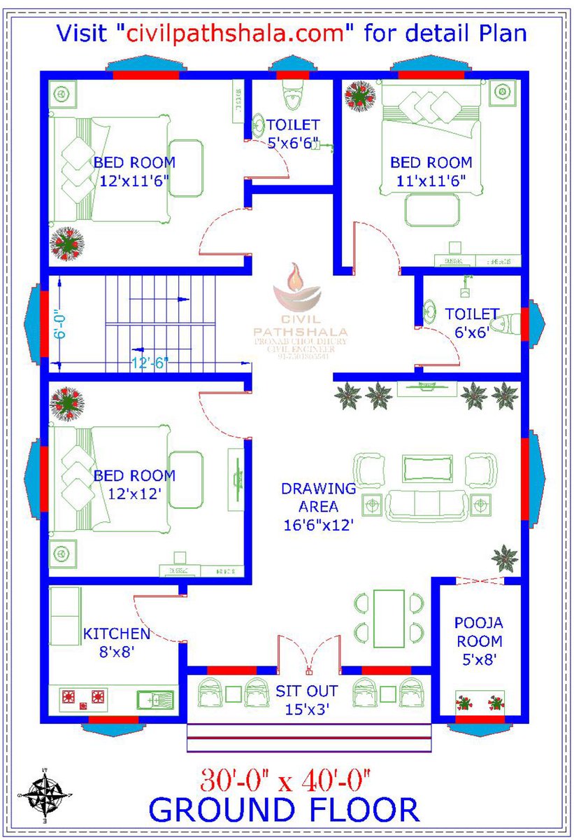 CivilPathshala's tweet photo. New Indian House Plan 😍 1200 sq ft House Plan 💥How is it?🤔
~
~
~
~
#civilpathshala #civilengineering 
#floorplans #2dplan #houseplans #homeplan #3dview #2dview #architecture #architecturedesign #architectural #modernhouse #modernhouseplans #building #buildingplans https://t.co/id0uirtEGn
