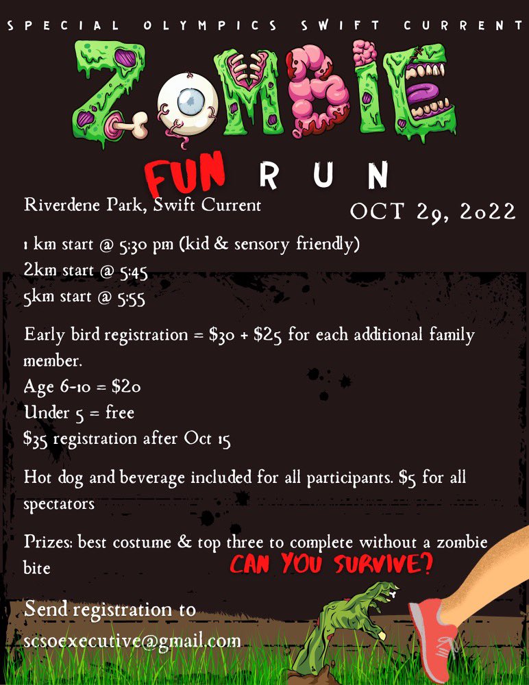 Great new fun run, open to everyone.  Register now for a zombie great time! sos.crowdchange.ca/26883