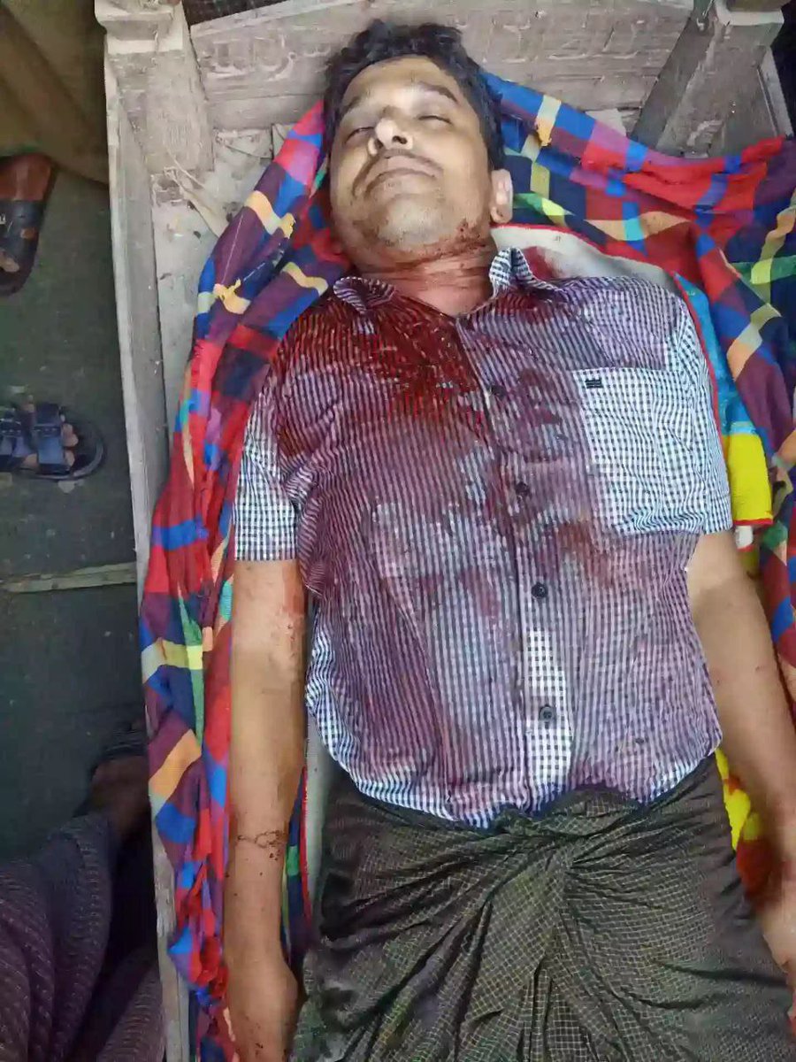 221008,(9:15)AM
#Gudarpyin village,Buthidaung Arakan. A civilian was killed due to #deliberate firing by the  #Myanmar military. He was #shot and killed when he came back to his home to collect rice from a place where he had fled the war after Myanmar military fired heavy weapons