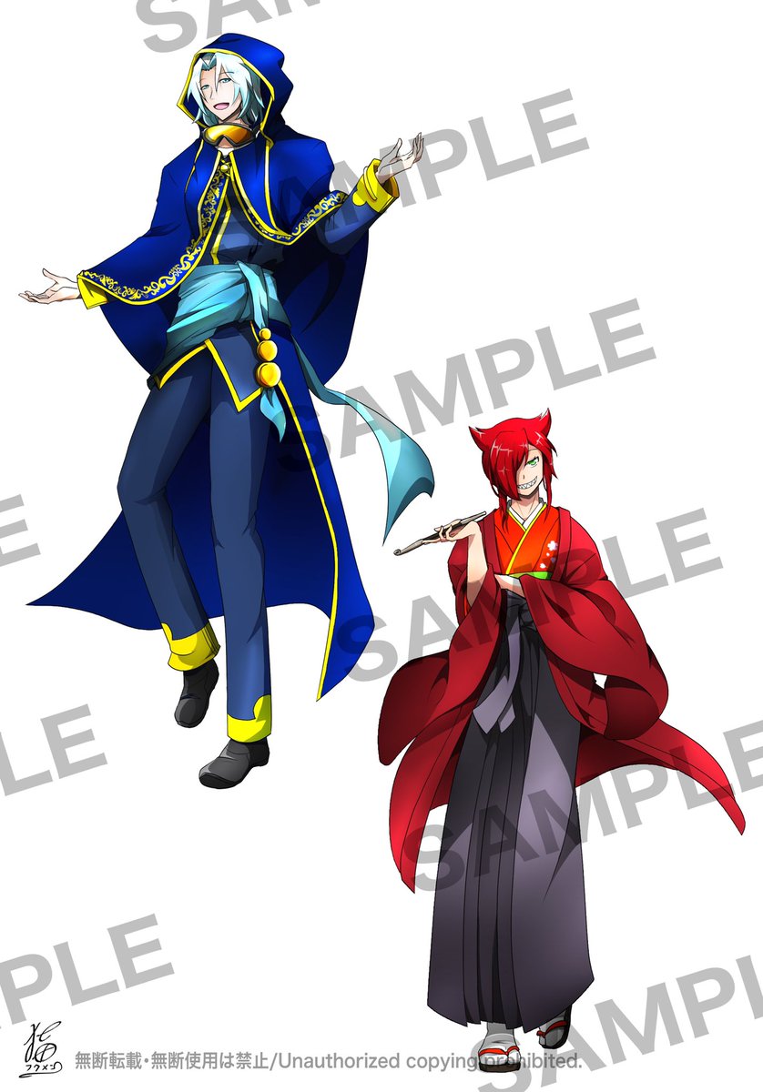 「【依頼報告】ごんすけ様()より、創作のキャラのマスコット姿(獣)とその擬人化のデ」|猫覆面🐾のイラスト