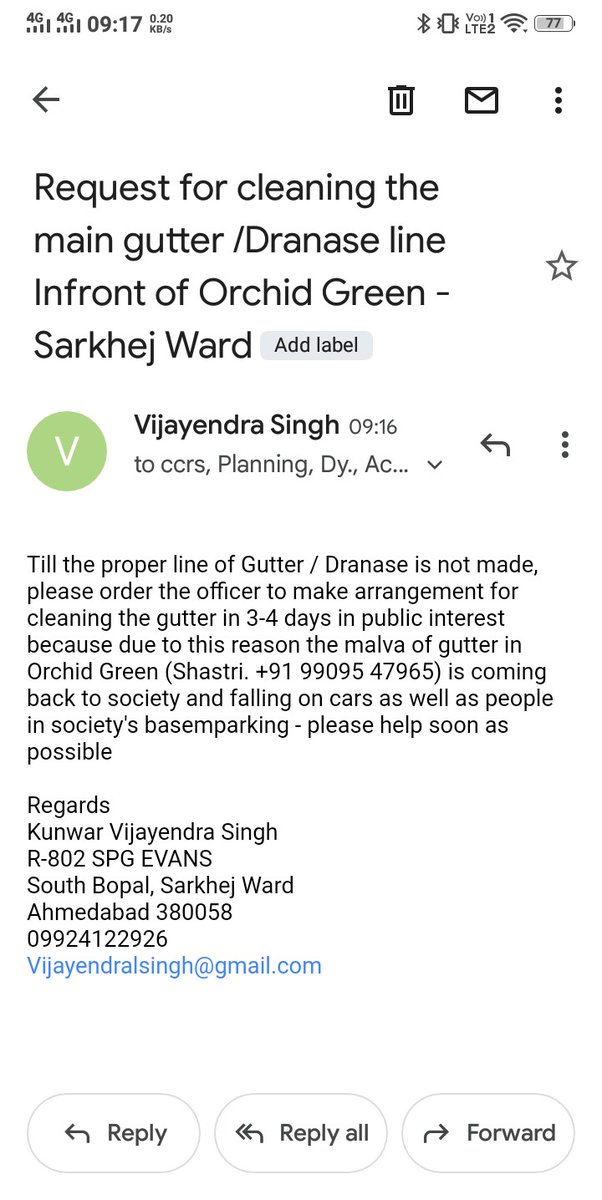 Vijayen11509879's tweet image. Request for cleaning the main gutter /Dranase line Infront of Orchid Greenfiend - Sarkhej Ward @AMC_Complaints @tejasB_AMC @PrithvirajsinhZ @Mukeshias @AmdavadAMC @CollectorAhd @AMCommissioner @vinod_moradiya @Shah4Gandhinagr @CMOGuj @SwachhBharatGov
