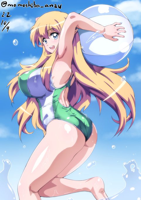 夏が帰っていったので競泳水着ティファニア描き描き 