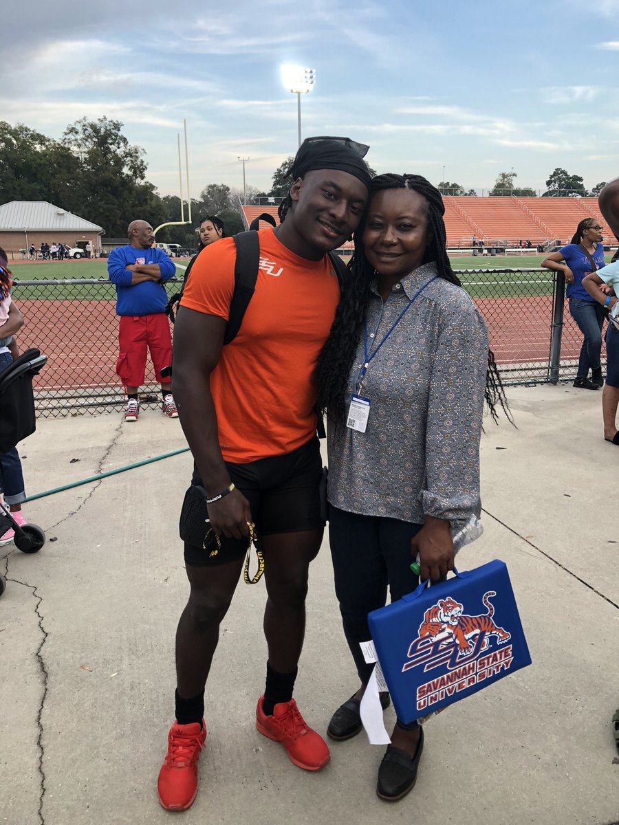 kimhampton's tweet photo. I’m glad I was there to see SSU 28 - 14 win over VUL. Homecoming 🧡 💙 https://t.co/atnIvlAphr