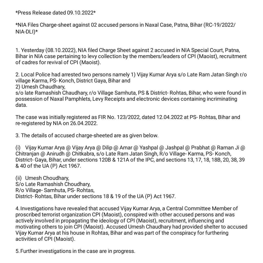 NIA India on Twitter "NIA Files Chargesheet against 02 accused