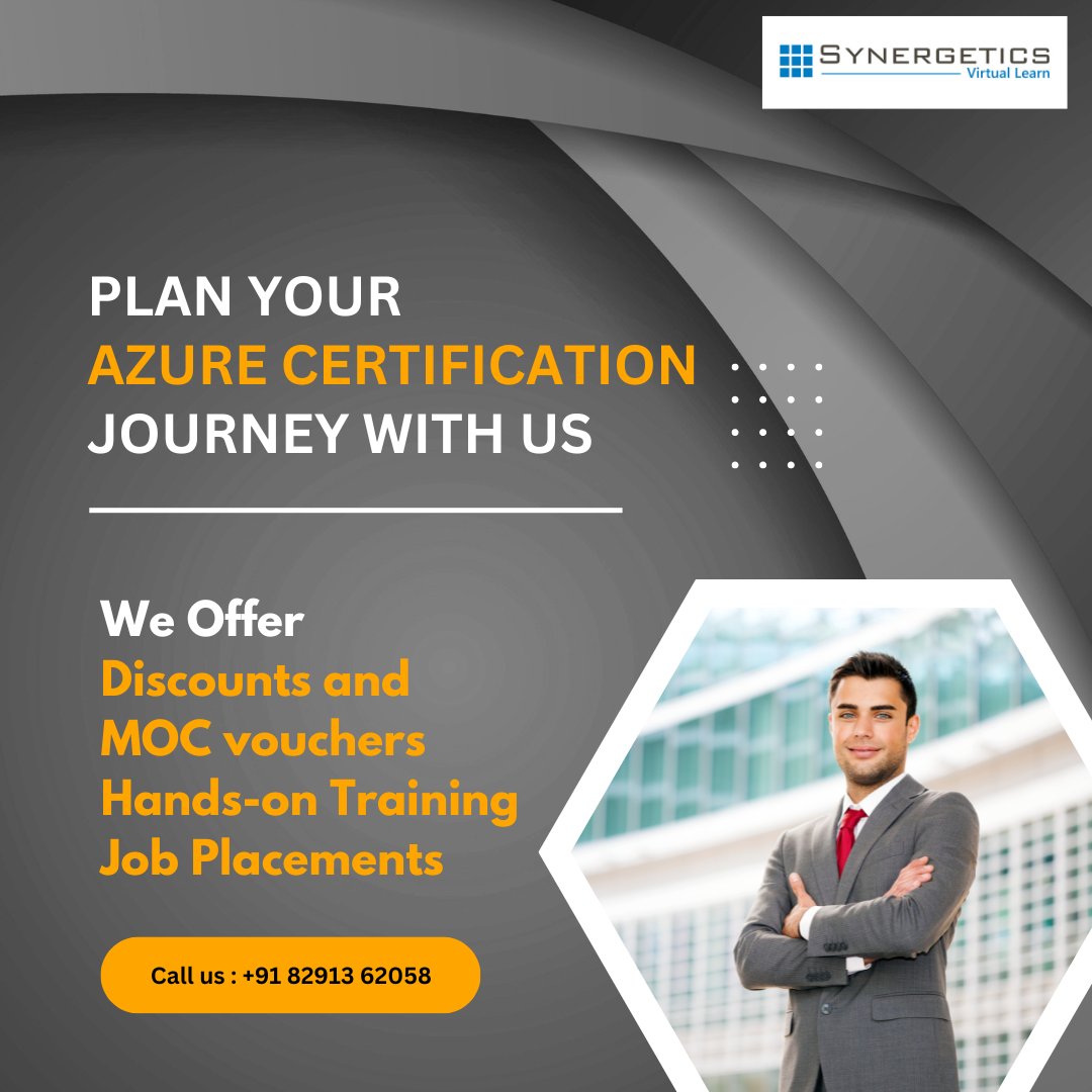 synergetics1's tweet photo. Learn Azure Fundamental with Synergetics and grow your career.

For more details click here: https://t.co/PN6ixJLWxq
OR
Call and What's App us on +91 82913 62058

#AzureFundamental #Certification #Microsoft #Azure #SynergeticsLearning https://t.co/TWL9w49ve6
