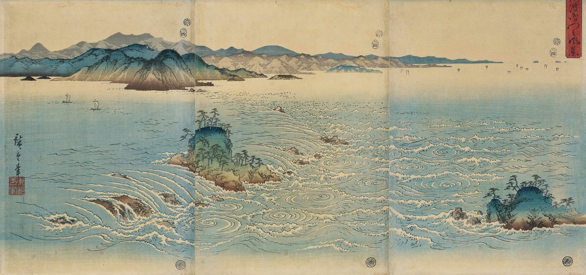 IlustresMarinos's tweet photo. #PIMar
Los torbellinos de Naruto (Japón), Hiroshige-1857
Estampa ukiyo-e.
Vía @GallicaBnF
La fuerza de la naturaleza en las aguas, esos torbellinos en este mar interior de Japón, la conjuga con la serenidad y grandeza del relieve costero.
Salud. https://t.co/vCvC9zIeSM