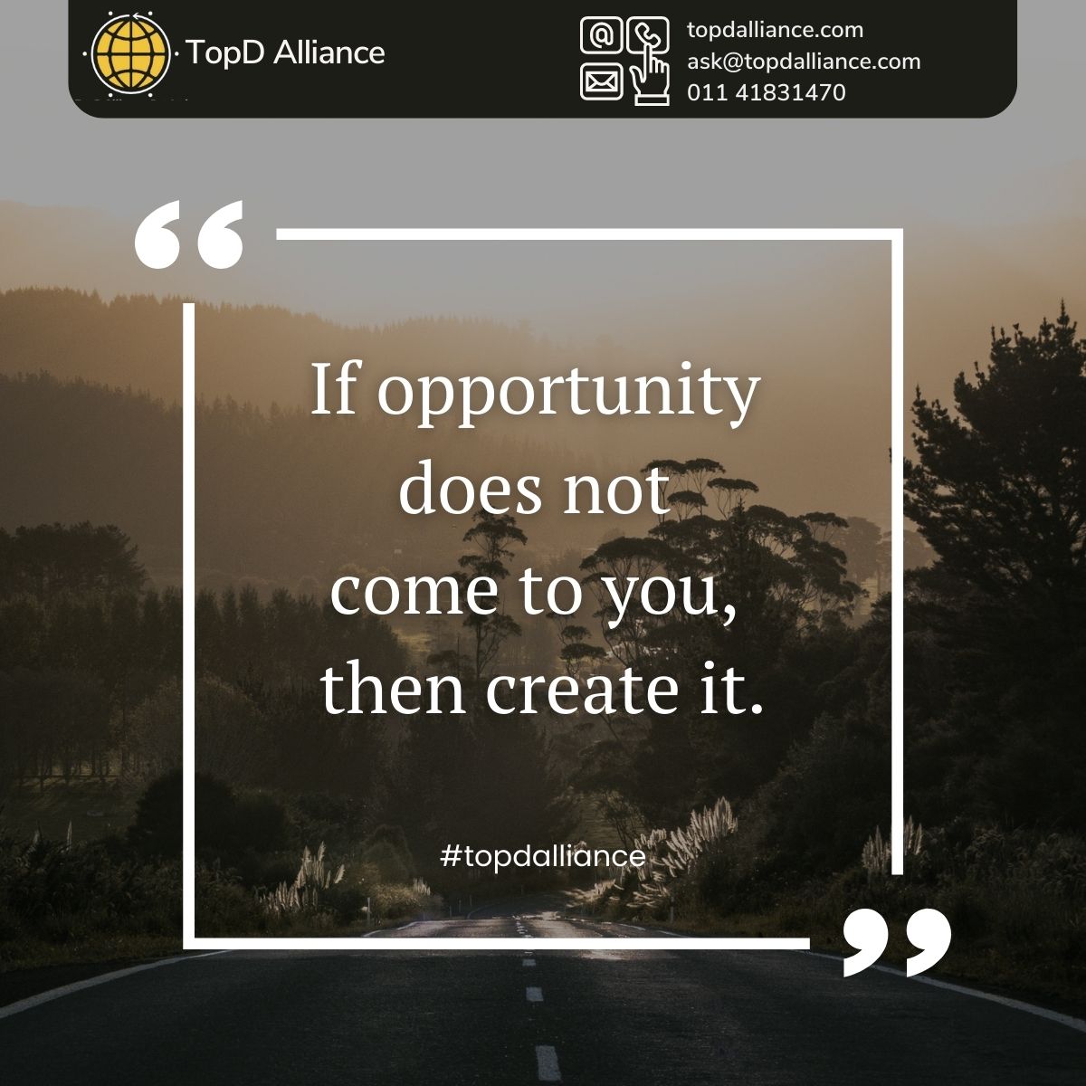 TopDAlliance's tweet photo. Don't wait!!

#topdalliance #topdlearning #motivation #quote #sundaymotivation #motivationalquote #positivity #opportunity https://t.co/SiBcauMHjA