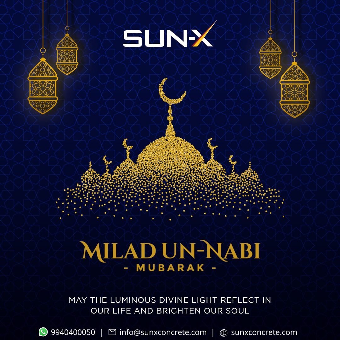 sunxconcrete's tweet photo. Sun-X Group Wishing you joys and smile on Eid-e-Milad un Nabi.

#sunxconcrete #SunXGroup #MiladUnNabi #Eid #DrivenByTrust #RMC #concrete https://t.co/XbVM5FRRrg