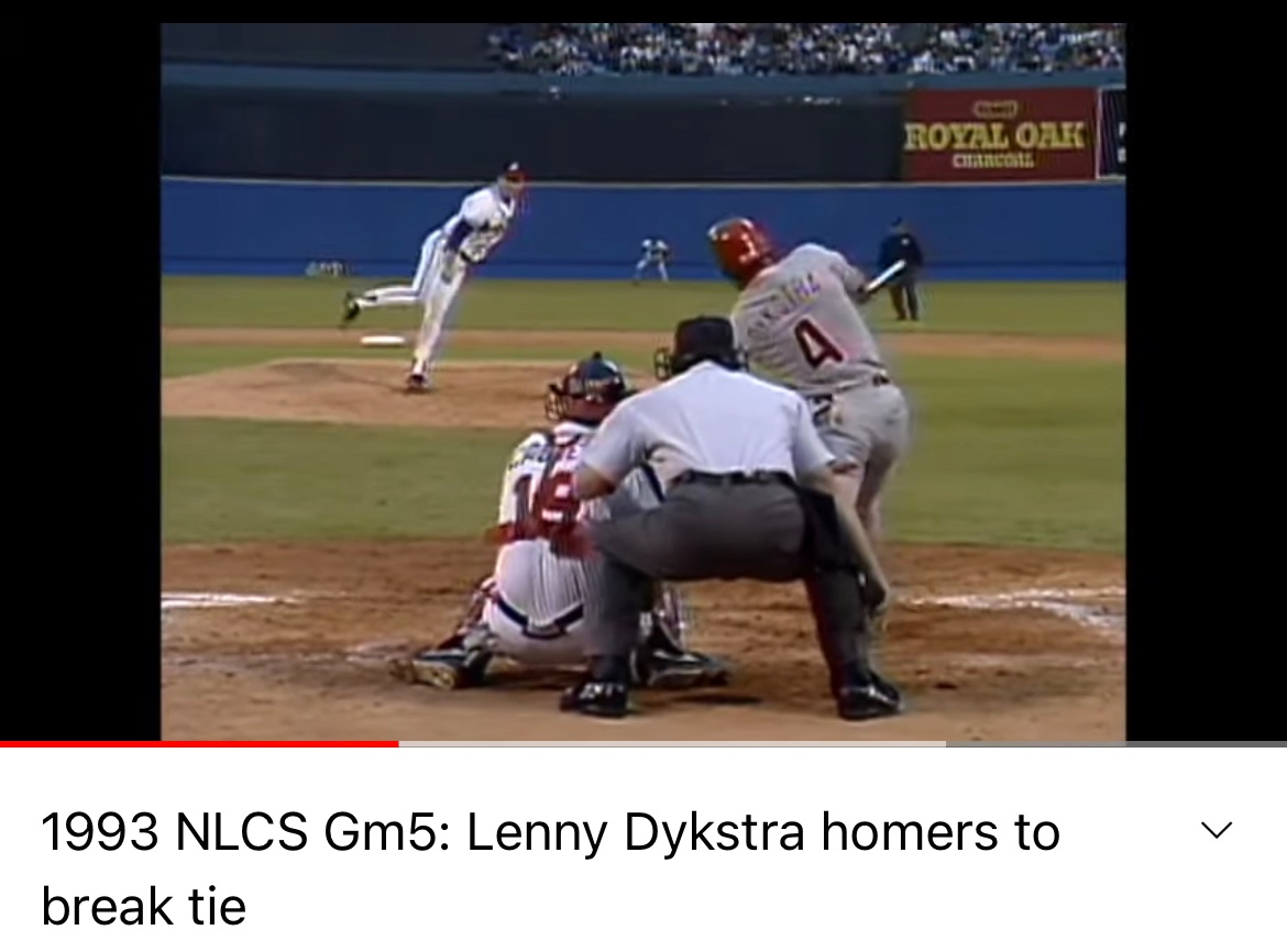 The last time the <a href="/Phillies/">Philadelphia Phillies</a> played the <a href="/Braves/">Atlanta Braves</a> in the playoffs 
<a href="/LennyDykstra/">Lenny Dykstra</a>