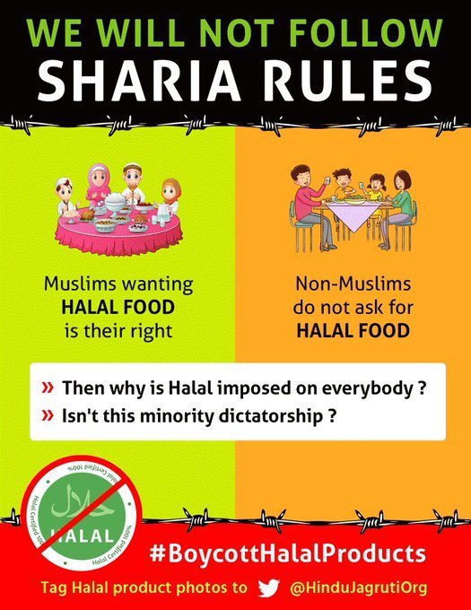 gitardalal's tweet photo. #Halalonomics is a complete doctrine of Islam
We r not aware it is not just about meat
D ecosystem has made it a part n parcel of our life
Halal Certification is securing employment in every industry only to minorities n this is being imposed on all.
#Hindus_Boycott_Halal https://t.co/mgj9vKvUh2