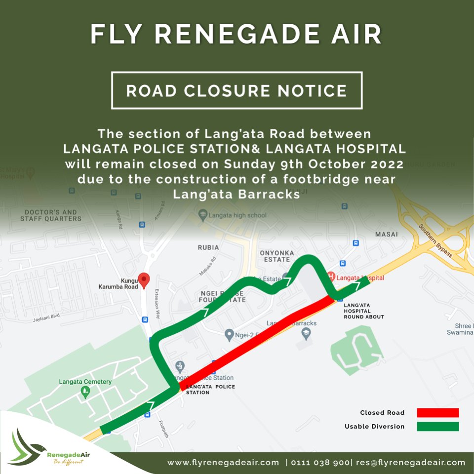 flyrenegadeair's tweet photo. #roadclosure #langataroad #wilsonairport #flyrenegadeair #BeDifferent https://t.co/FzK3cwuqT1