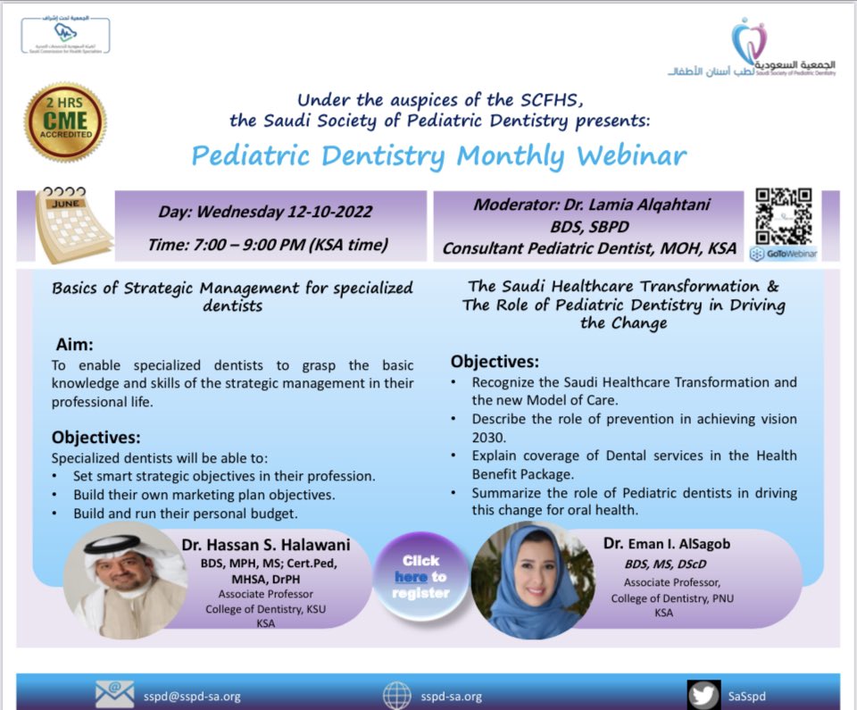 HassanHalawany's tweet photo. اتشرف بمشاركة جمعية طب اسنان الاطفال السعودية @SaSspd في لقاءها الشهري يوم الاربعاء 12 اكتوبر ٢٠٢٢ الساعه ٧ مساء بمحاضرة "التخطيط الاستراتيجي للإخصائيين من أطباء الاسنان "
مع جزيل شكري وامتناني للدعوة الكريمة 🌷 https://t.co/G3lsa15OdT