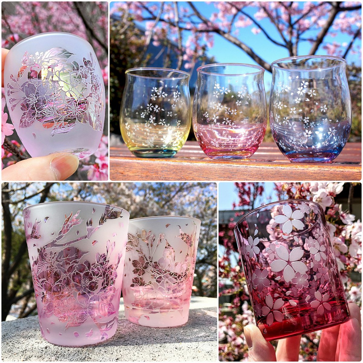 artcooooo's tweet photo. 桜グラス色々
10月、日々寒くなってきてますね～^^;
気は早いですが早く恋々、桜季節^_^ https://t.co/oLeTOYQuyz