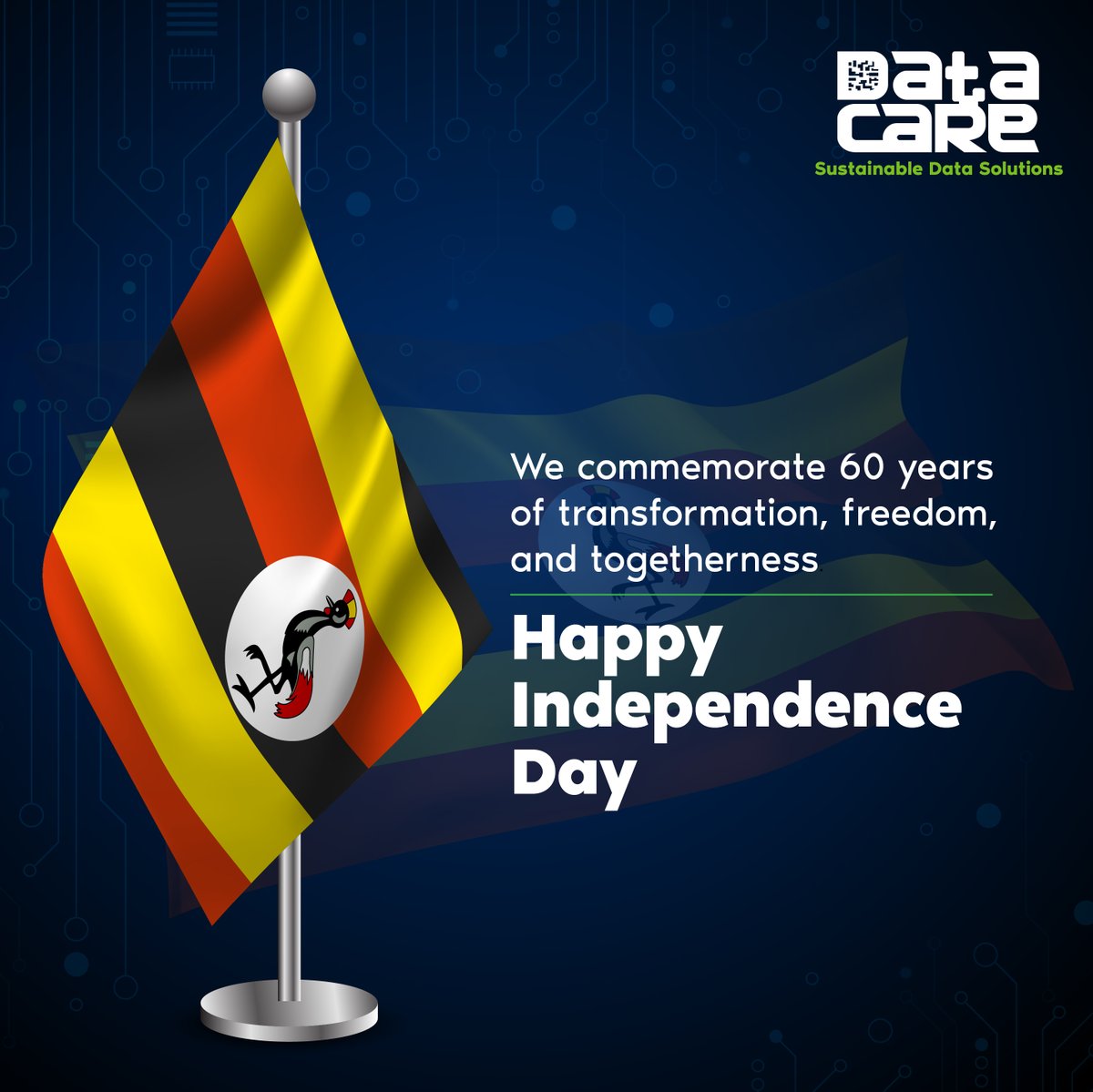 Dcareug's tweet photo. As we celebrate Uganda at 60, we implore in you pride for our country. Here is to the future! 
Happy Independence Day! 
#LetsAdvance
#DataCare
#DataSolutions https://t.co/vOSH7ZiyPI