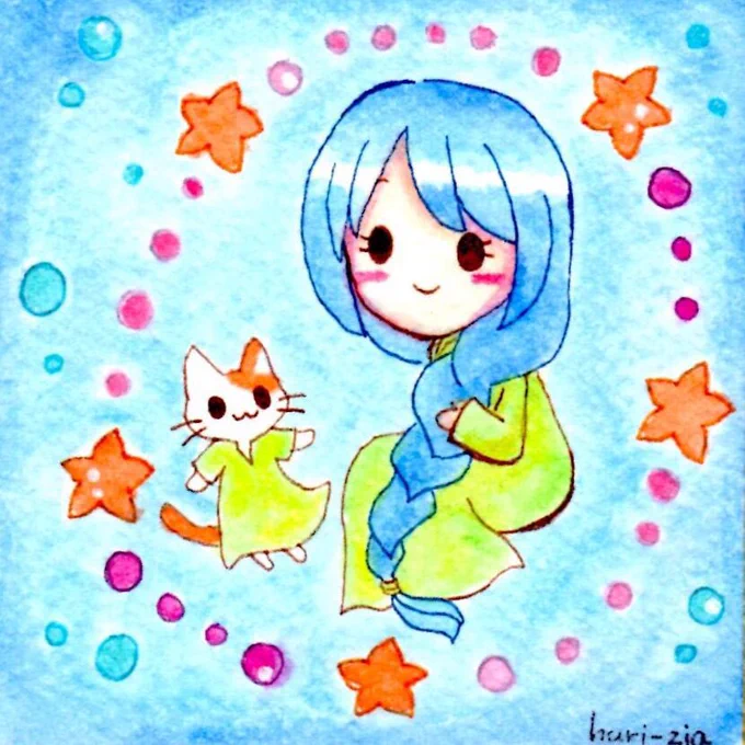 #あなたのあお色の作品を見せてください #オリジナルイラスト #リトルゆきちゃん 