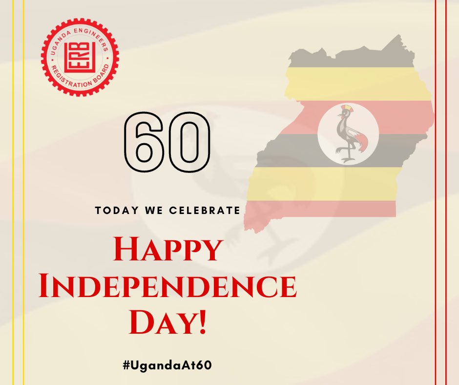 #UgandaAt60 

Happy 60th Independence Day to our Motherland.
#ProudUgandan
#IndependenceDay2022
#Engineering
#UgandaIndependenceDay