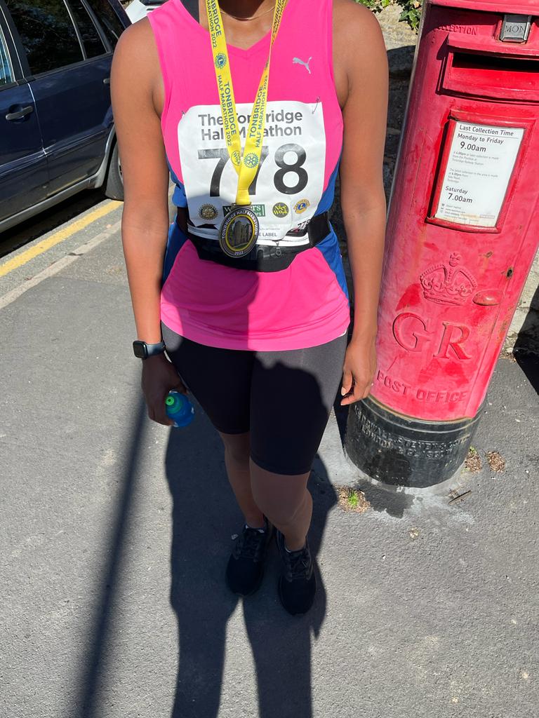 Another medal to the tally 🤗🙌Shaved 20 mins off my last Tonbridge half. Ran a much smarter race #olderandwiser or #olderandfitter?🤔
