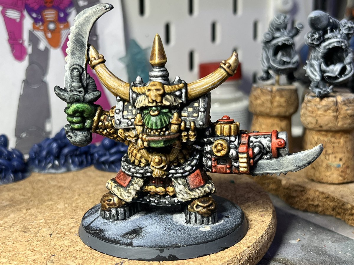 MightySi's tweet photo. Work in progress on my 3d printed and up scaled retro #Ork warboss. Bring on #Orktober https://t.co/pf58RGlkC2