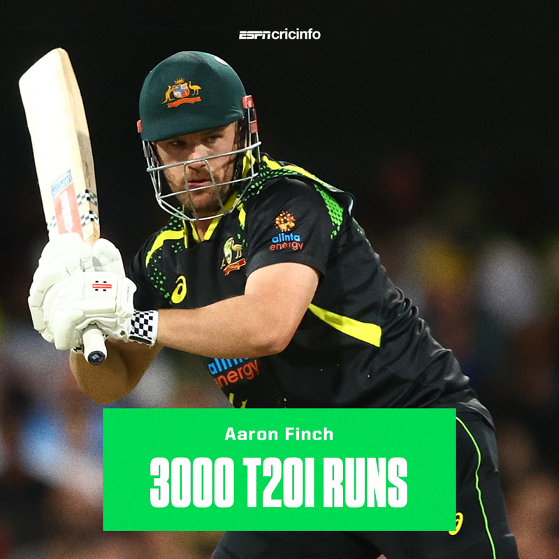 cricinfo's tweet photo. Aaron Finch becomes just the sixth man to reach the milestone of 3000 T20I runs 🙌
 
#AUSvENG