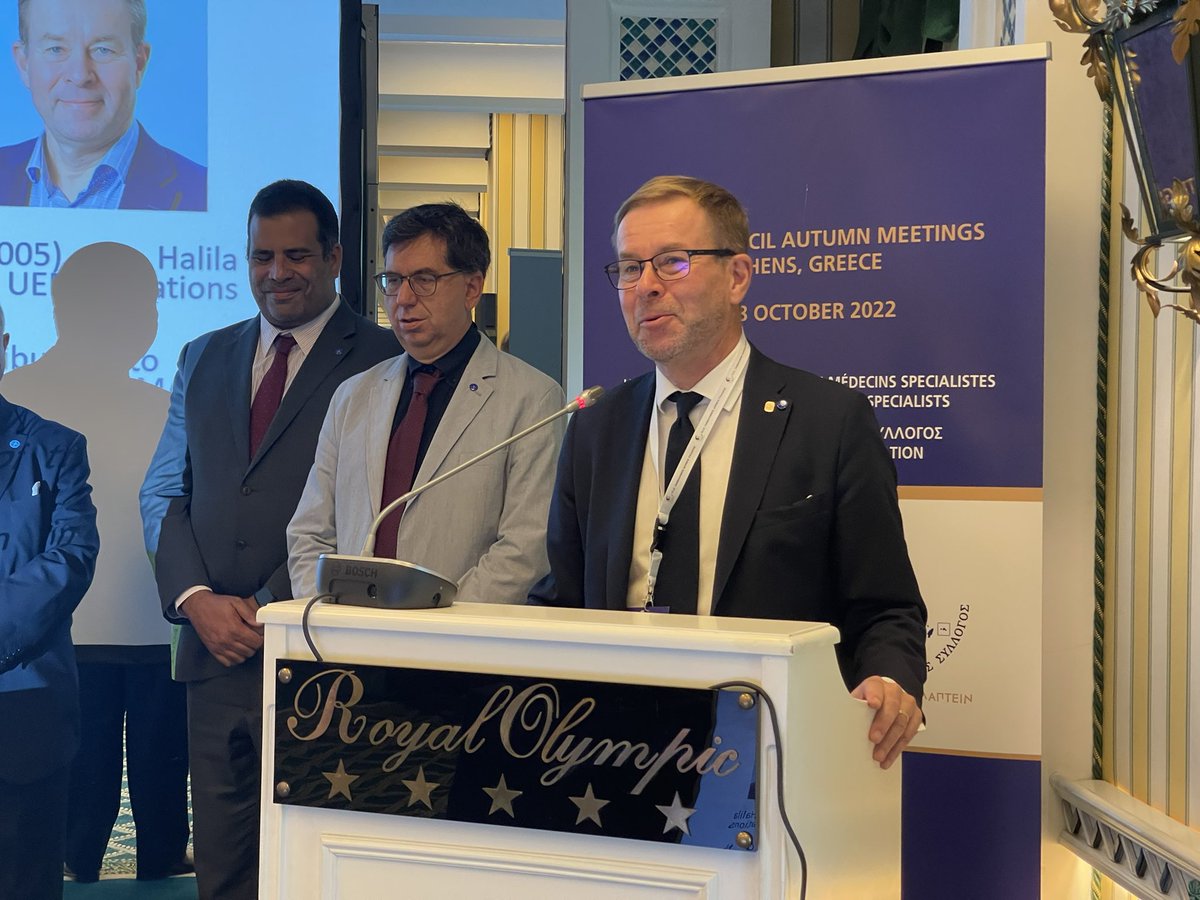 Proud to have received in Athens the Honorary Membership (only 3 rd person) of UEMS, European Union of Medical Specialists 🙏🏅. #UEMS