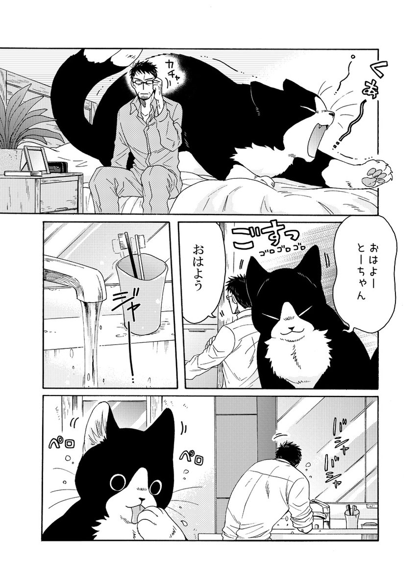 しゃべるおおきな猫又と脱サラしたおじさんが
いっしょに朝ごはんを食べるお話🐱🍳(1/3)

#漫画が読めるハッシュタグ 