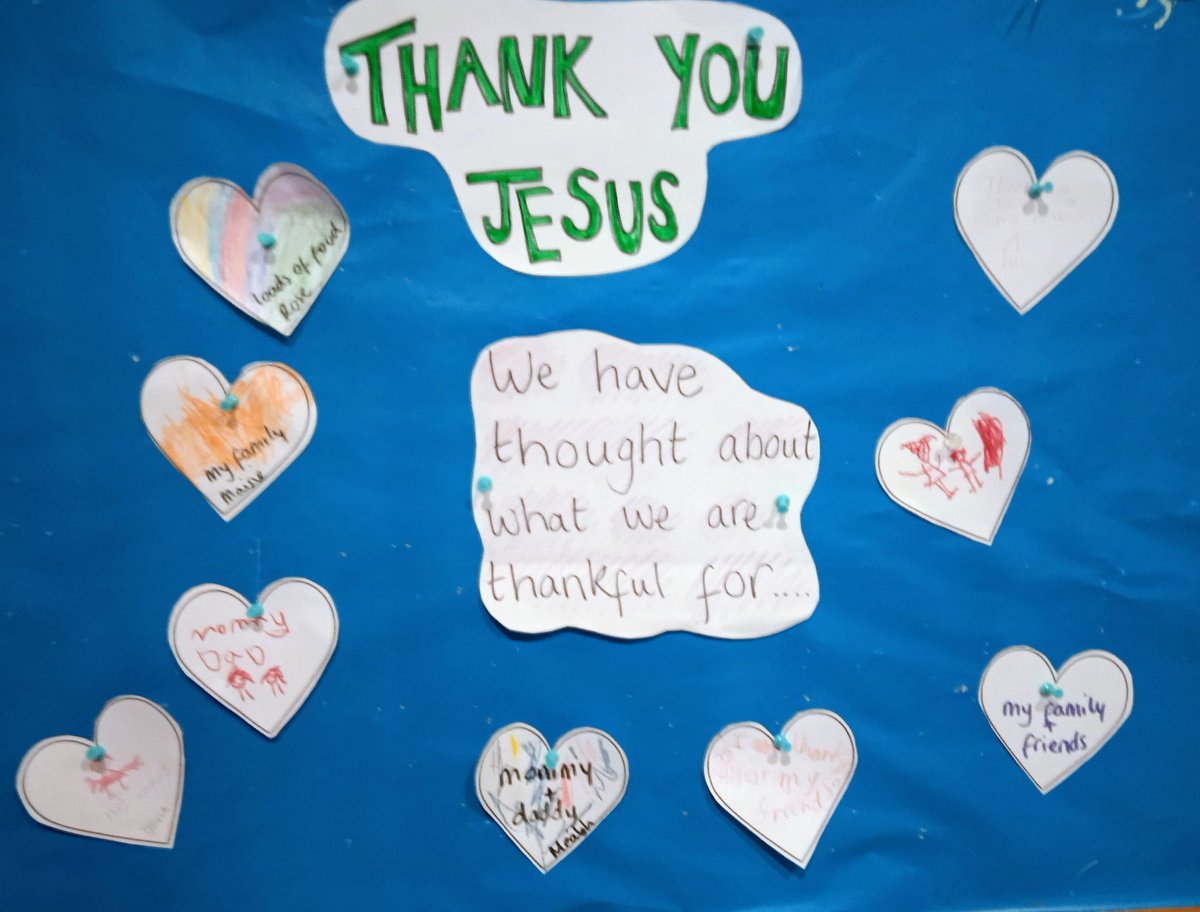 OlolLiturgy's tweet photo. #28thSunday we listened to how only one out of 10 cured lepers returned to say thank you to Jesus. We thought about all we are thankful &amp; grateful for in our lives -  family, friends, warm homes, food, toys, teachers, Fr Sean #GiveThanks ♥️🙏

@ourladyoflourd1 @BCPP__ @BhamDES https://t.co/TflBywhT5w