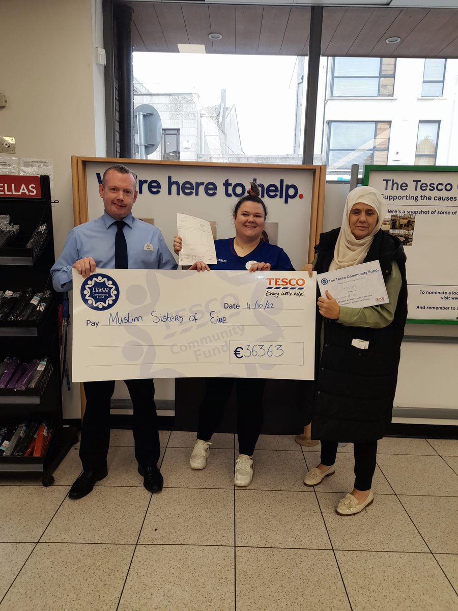 We are delighted to receive a Community Fund of €363.63 from Rathmines Tesco, one of the Tescos that support us. We will be collecting two other checks during the week - that means a lot to us! Thank you @TescoIrl for your continuous support for MSOE! We appreciate it. ❤