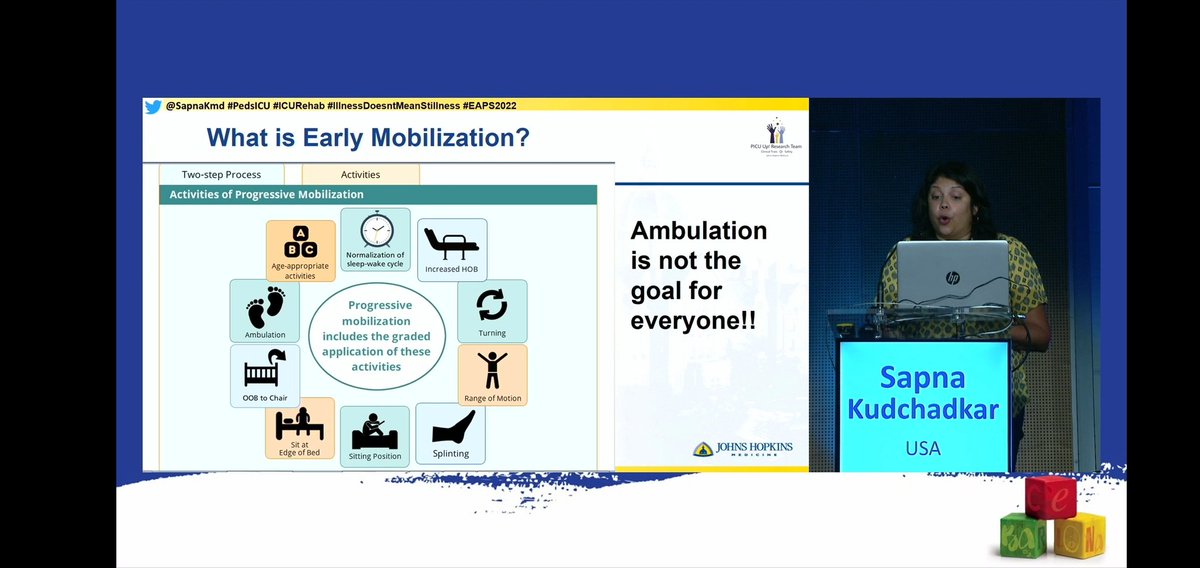 Early mobilisation is not running around with the ecmo circuit on, is in the little things... #EAPS2022 #PICUrehab #illnessdoesntmeanstillness @SapnaKmd #PedsICU