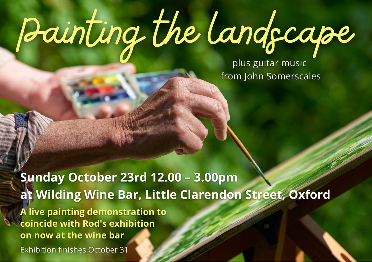 Looking forward to this watercolour demonstration at @WildingOxford on Oct 23 with guitar music from the mighty John Somerscales