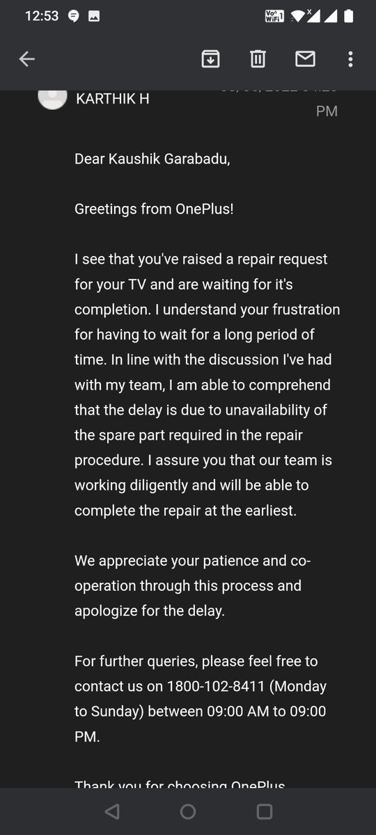 KaushikNeem89's tweet photo. @OnePlus_IN @OnePlus_Support @oneplus Endless mails but no action has been taken since 3 months. https://t.co/VD1Yu8Zxsp