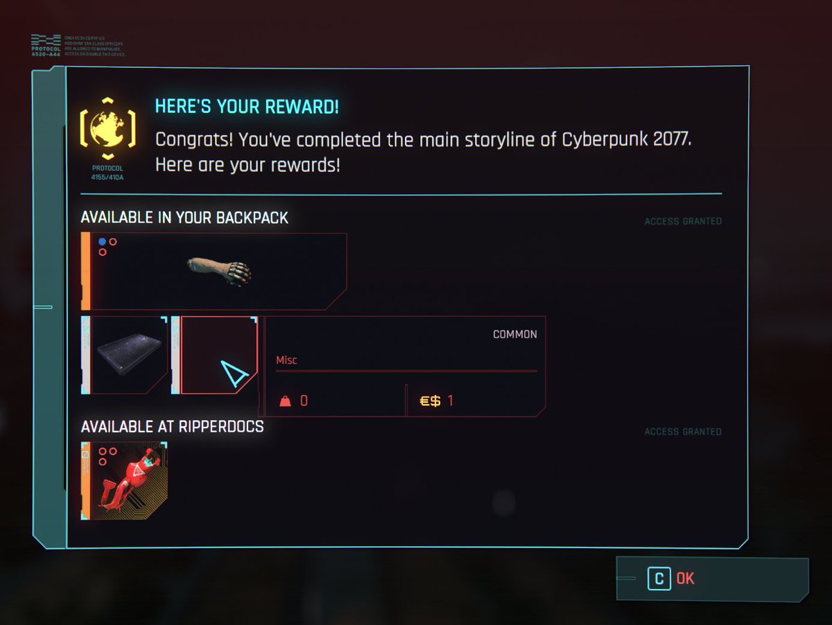 LogicDaemon's tweet image. Cyberpunk 2077 Solo assault / The Sun ending (V returned to the body). What is this reward item? #cyberpunk2077