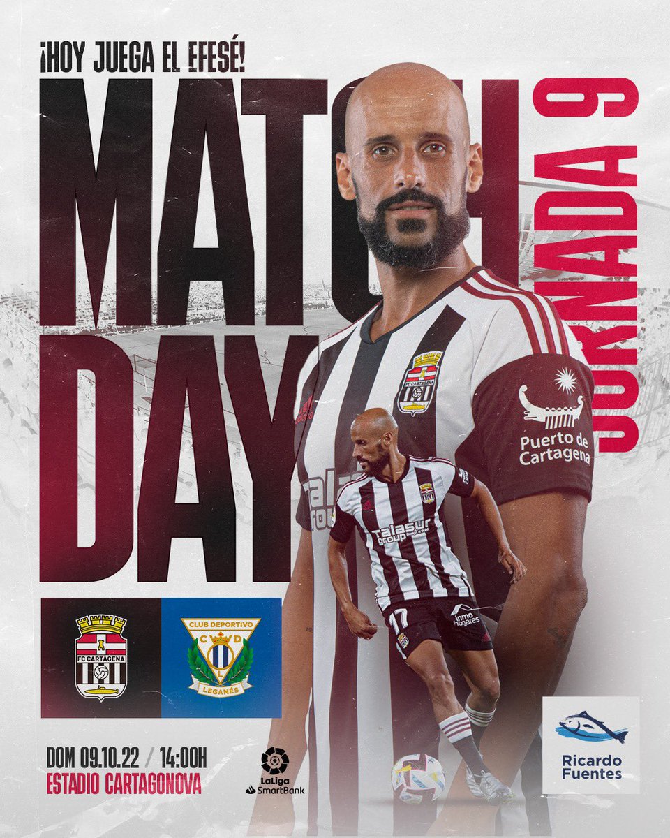 ¡Buenos días!😃 

⚔️ 🄷🄾🅈 🄹🅄🄶🄰🄼🄾🅂 

🙌 Os esperamos a TODOS en el Cartagonova… ¡¡Vamos Efesé!! 

⚽️ #CartagenaLeganés