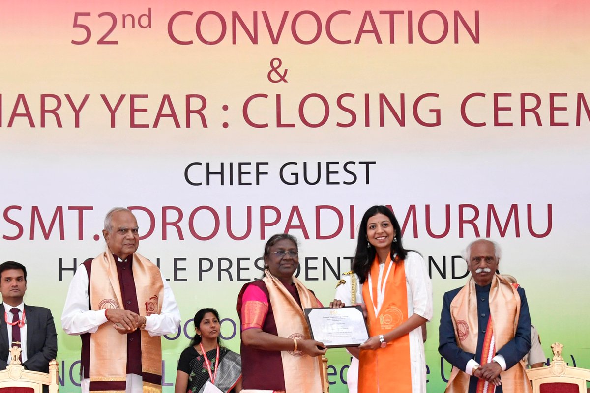 rashtrapatibhvn's tweet photo. President Droupadi Murmu graced the 52nd convocation and closing ceremony of centenary year celebrations of Punjab Engineering College in Chandigarh today.

Details: https://t.co/FIHDDE0T1S https://t.co/RfD26mHlfK