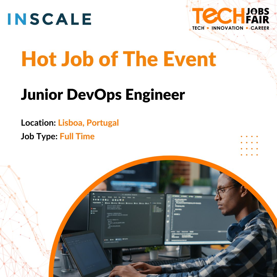 techjobsfair's tweet photo. Our exhibitor partner @inscaleglobal, participated in Lisbon's Tech Jobs Fair, is currently hiring for the following position:
Location: Lisboa, Portugal
Job Type: Full time
👉 https://t.co/lP7faCvqf8
#TJF #TechJobsFair #INSCALE #devopsengineer #cloud #technology #developer https://t.co/L678cRFyBA
