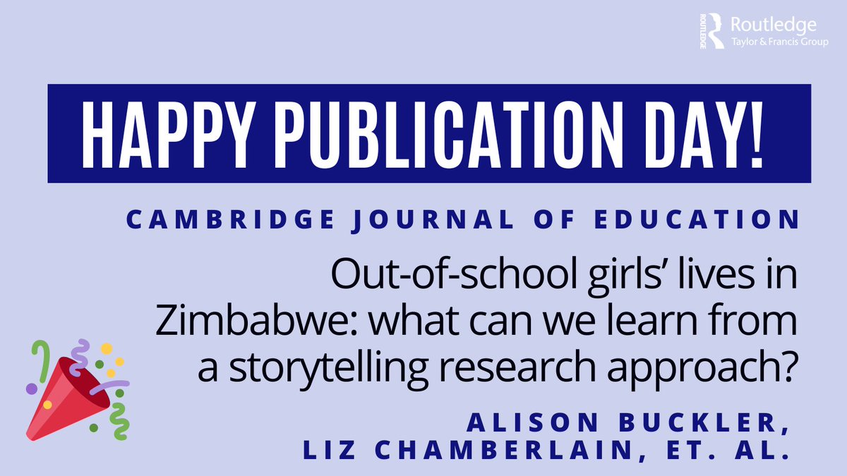tandfeducation's tweet photo. 🎉 Happy One Year Publication Day!

This fascinating paper illustrates the aspirations and experiences of girls who miss out on schooling in rural Zimbabwe 🇿🇼

Open Access 👉 https://t.co/NKNHyKmzre

@AlisonBucklerEd @liz_loch @faithgagisa #Zimbabwe #AfricaEducation https://t.co/S4KZ1vJjFA