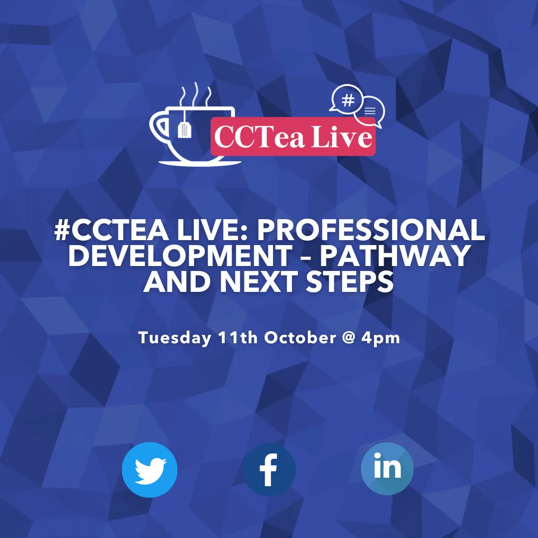 CharteredColl's tweet photo. Join us live on Tuesday @ 4:30pm for our next #CCTea Live!
Chartered College's Helen Barker and Stephanie Burke will discuss professional development and the pathway for mid career teachers.
There will also be an opportunity to ask your questions: https://t.co/VwQNuQeCir https://t.co/s94OjwPTaM